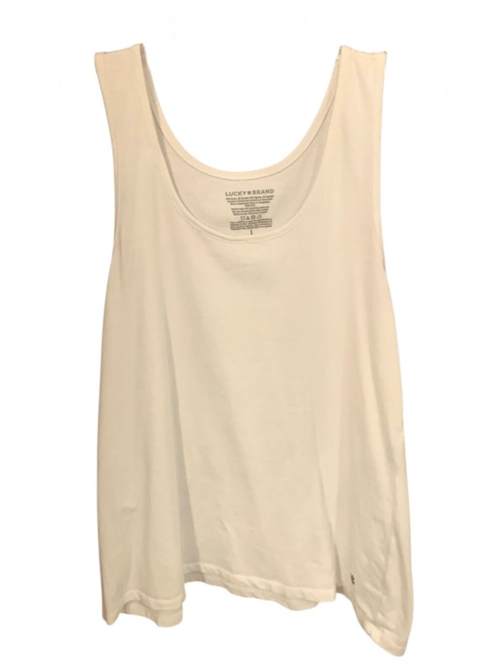 LUCKY BRAND Solid White Lightweight Knit Basic Women's Tank Top Size Large